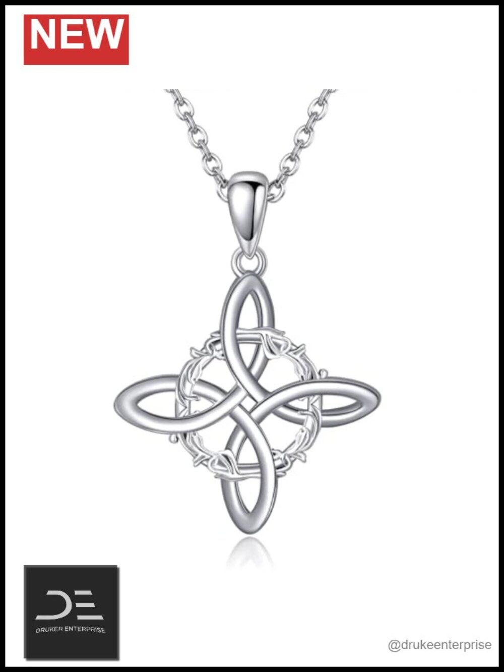 Witch Knot Sterling Silver Pendant Necklace 925 Jewelry